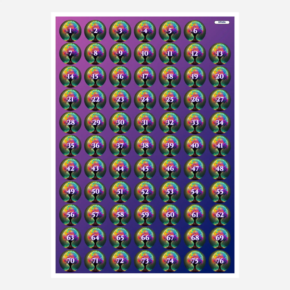 Bunte Aufkleber für Diamond Painting Döschen mit Lightning Tree Motiv zum Sortieren der Steinchen.