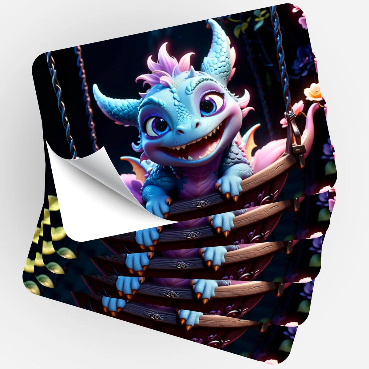 Blue Flatter Dragon Aufkleber-Set für Diamond Painting Zubehör mit süßem Drachen-Motiv in Blau und Pink
