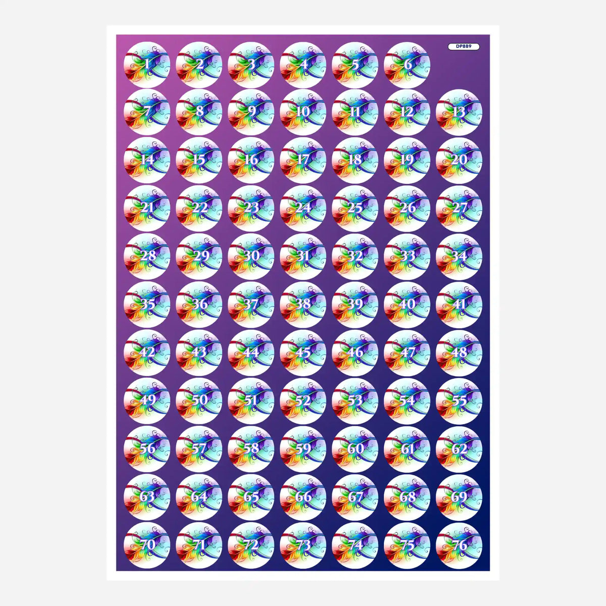 Bunter Infinity Feather Aufkleber-Bogen für Diamond Painting Zubehör zur optimalen Sortierung von Diamanten