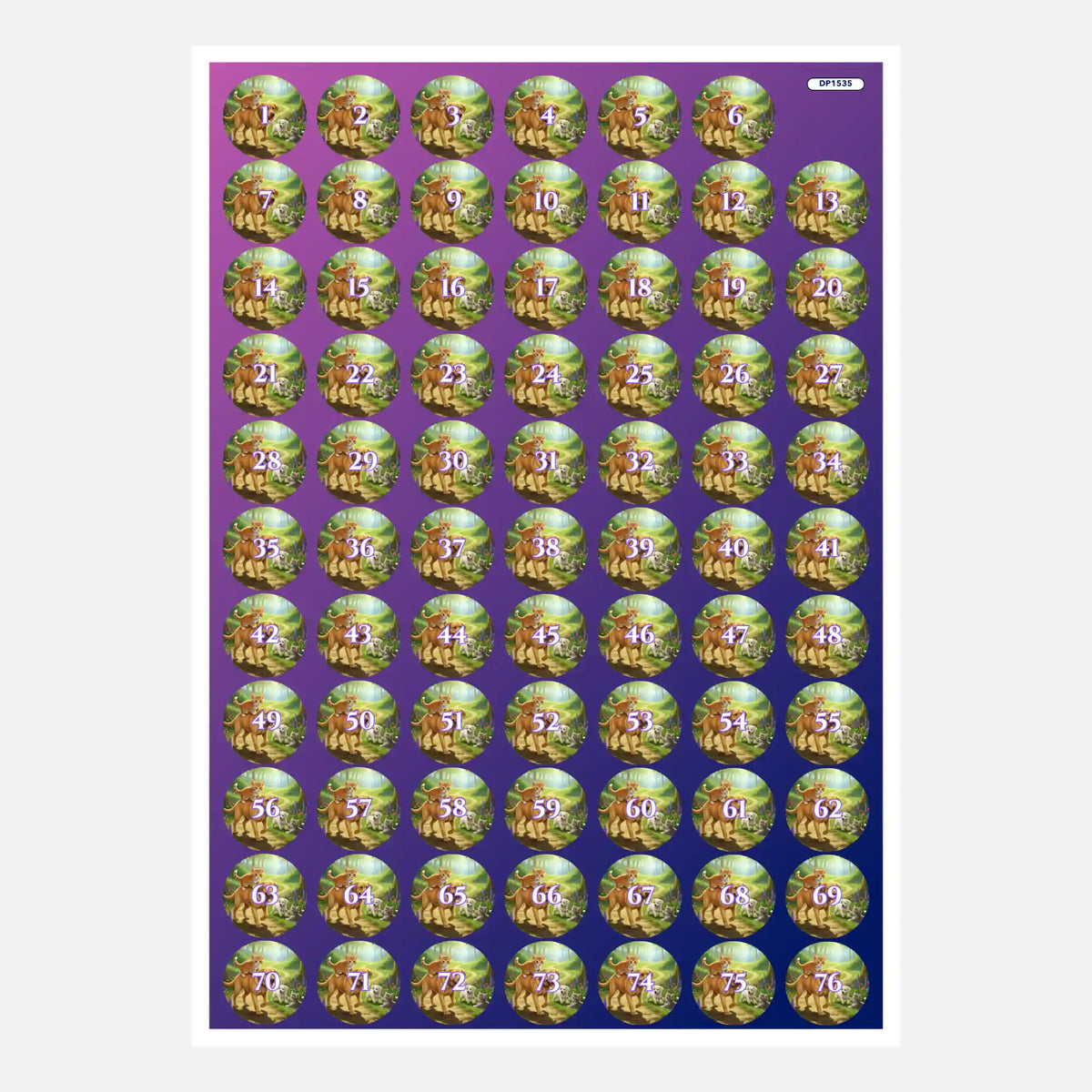 Döschenaufkleber für Diamond Painting Waldspaziergang mit Tiermotiv zur organisierten Sortierung von Steinchen