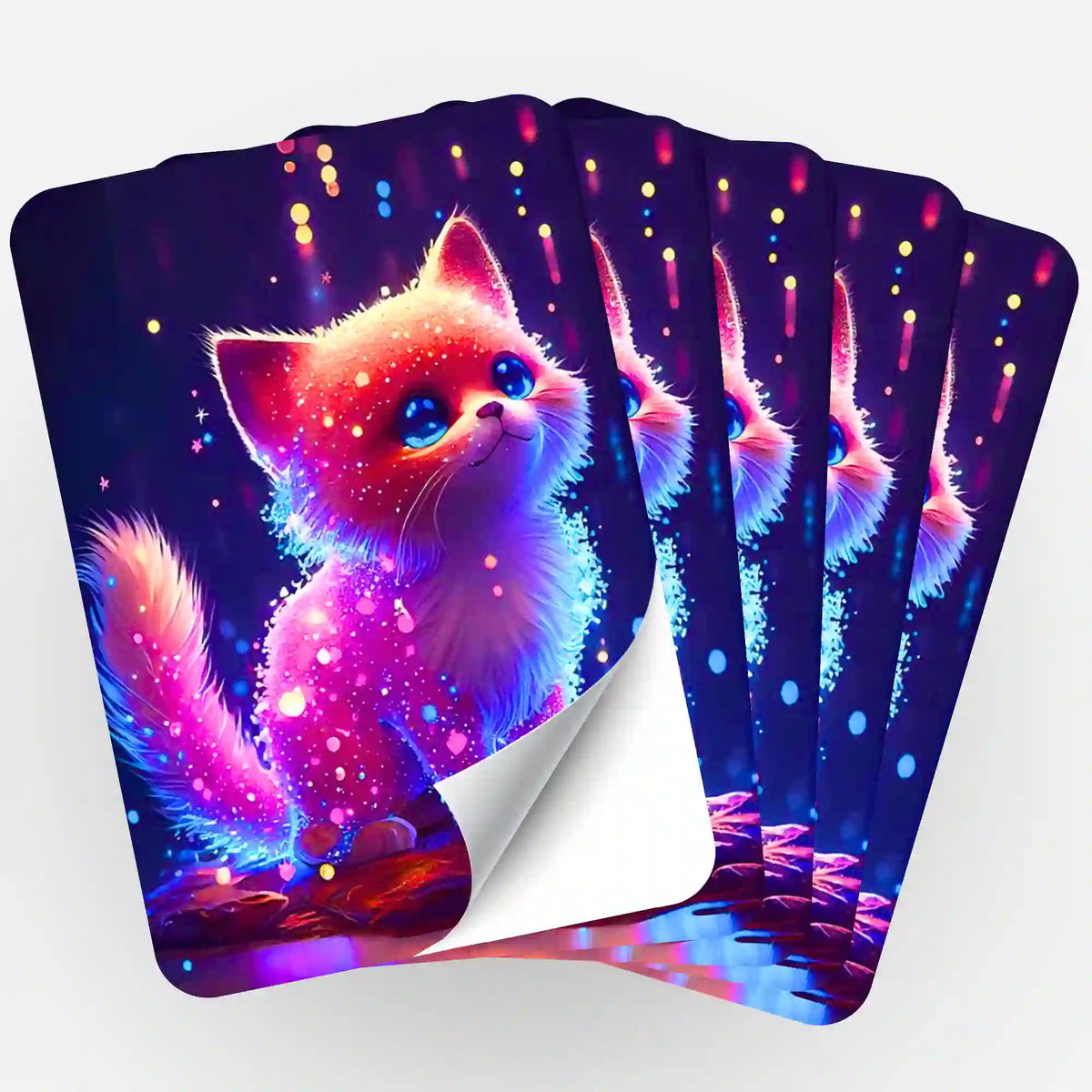 Fünf Picmondoo Aufkleber mit niedlichem Zuckerkätzchen für Diamond Painting Organisation und Bastelbedarf