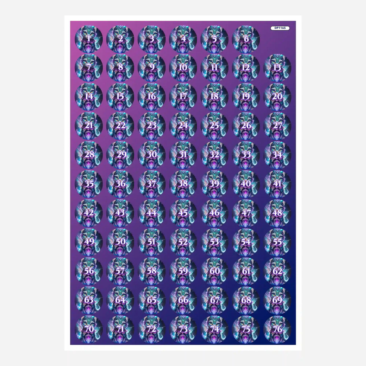 Bunte Diamond Painting Döschenaufkleber mit Mystical Kitty Motiv zur Beschriftung deiner Steinfarben und Sortierboxen