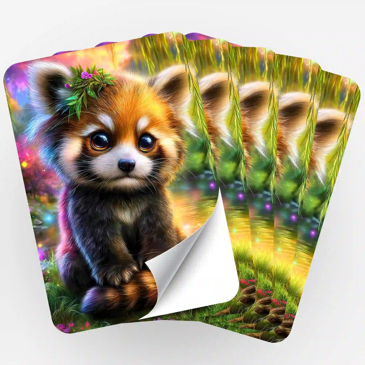 5er-Set Sticker Kind des Waldes mit süßem Roten Panda für Diamond Painting Zubehör und Diamond Painting Organisation