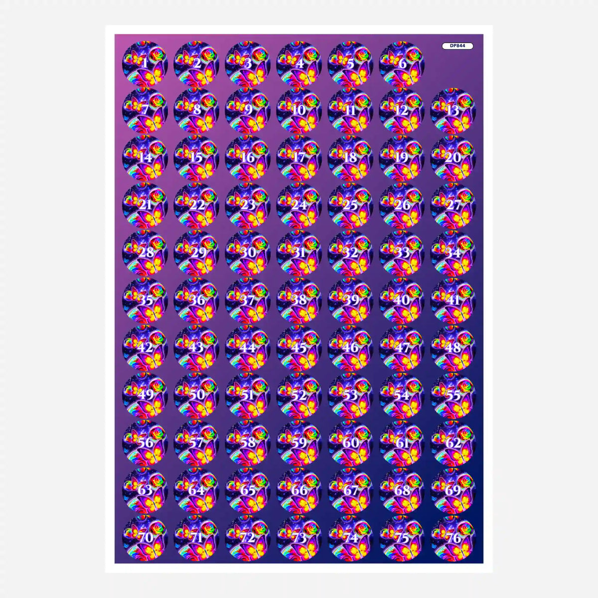 Bunte Schmetterlingstanz-Döschenaufkleber mit Zahlen für Diamond Painting Set Organisation