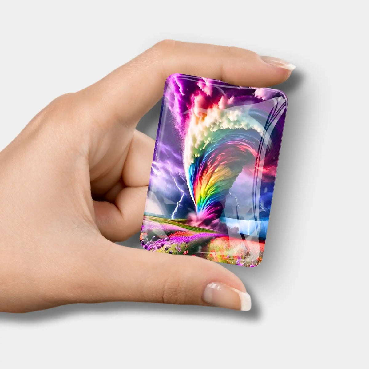 Glas Cover Minder mit buntem Wirbelsturm-Motiv als praktisches Diamond Painting Zubehör für kreative Projekte