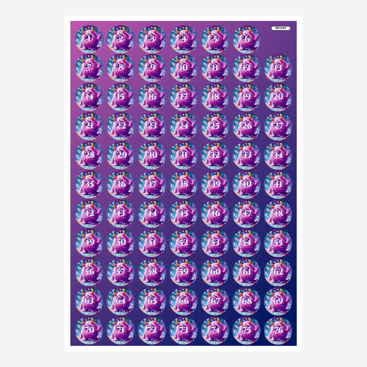 Döschenaufkleber mit Moni-Monster Motiv für Diamond Painting Zubehör zur einfachen Sortierung der Diamanten.
