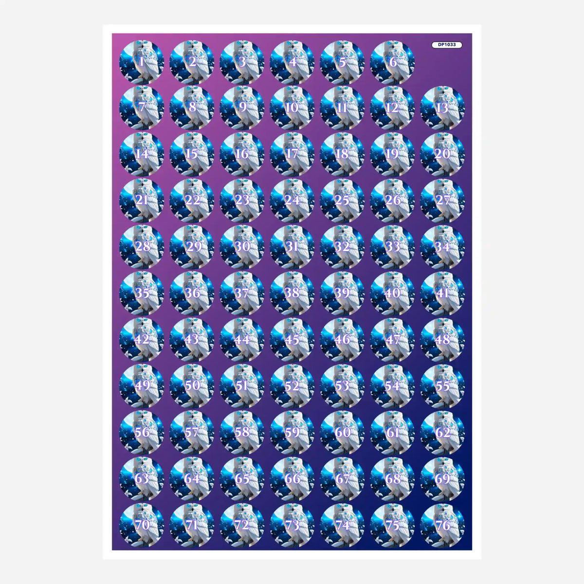 Bunte Diamond Painting Döschenaufkleber mit Eulen-Motiv Blue Eyes Owl zur praktischen Sortierung von Diamanten