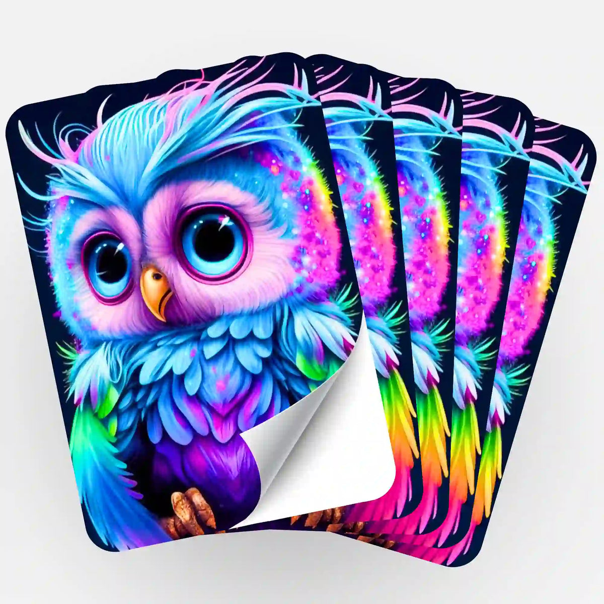 Fünfer-Set bunte Eulen-Aufkleber für Diamond Painting Organisation und Dekoration von Bastelsets