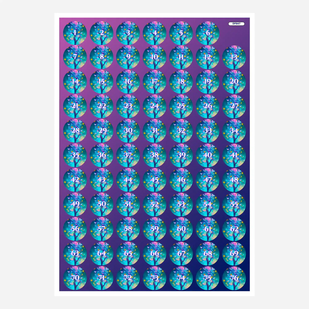 Buntes Diamond Painting Aufkleber-Set mit Schmetterlingsbaum-Motiv zur Organisation von Diamanten-Döschen für bastelbegeisterte.