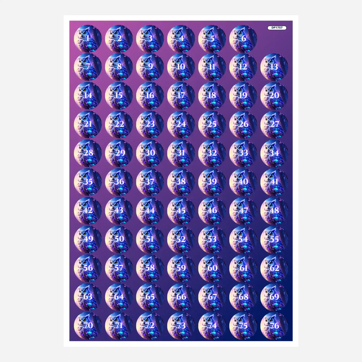 Döschenaufkleber-Set für Diamond Painting Motiv Hüterin der Dämmerung mit Eulen-Design zur praktischen Steinsortierung