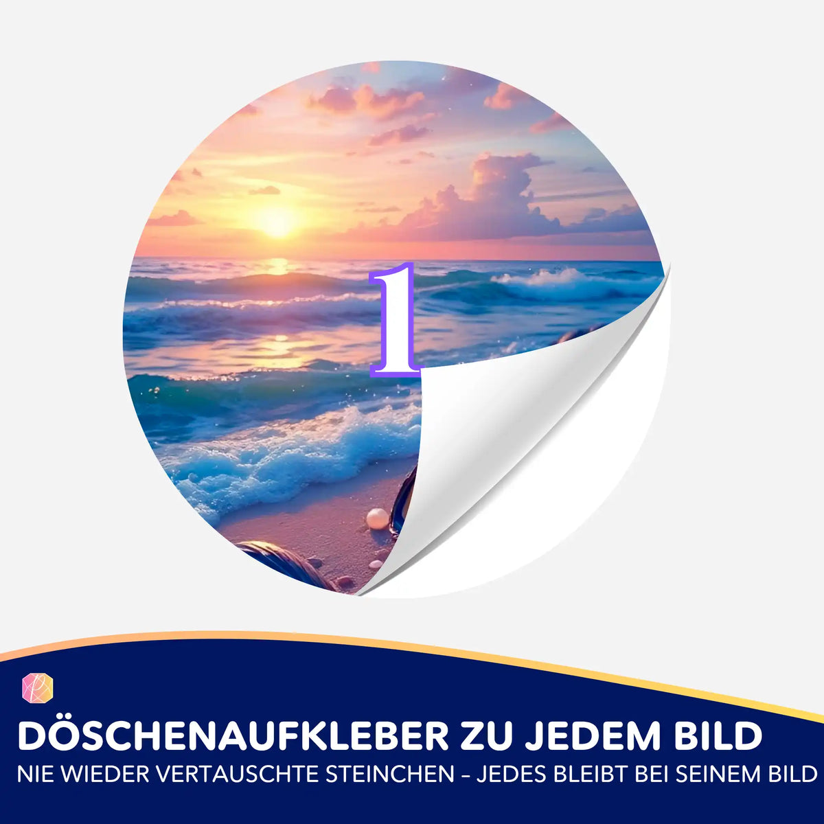 Runder Döschenaufkleber mit Strand-Motiv für Diamond Painting zur einfachen Organisation von Steinchen