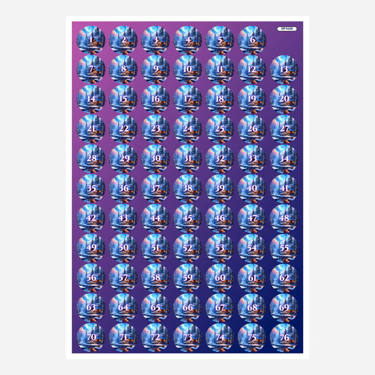 Döschenaufkleber Set für Diamond Painting Motiv Zuflucht im Silberlicht zur einfachen Sortierung der Diamanten Steine