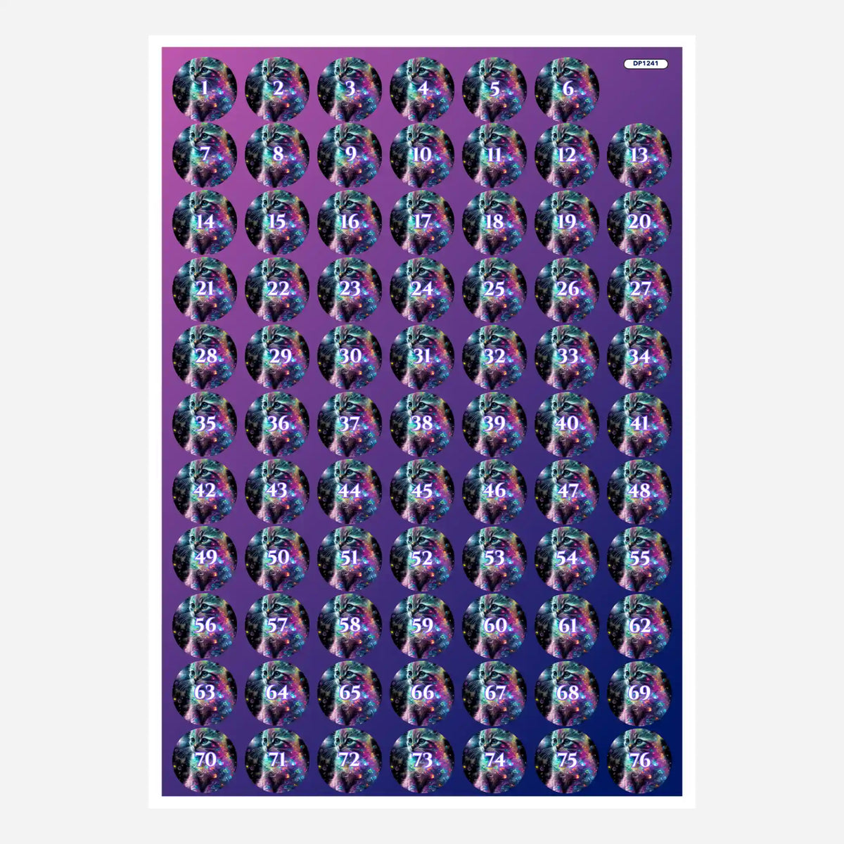 Bunte Kätzchen-Döschenaufkleber für Diamond Painting Zubehör mit Zahlen-Nummerierung zur einfachen Steinsortierung.