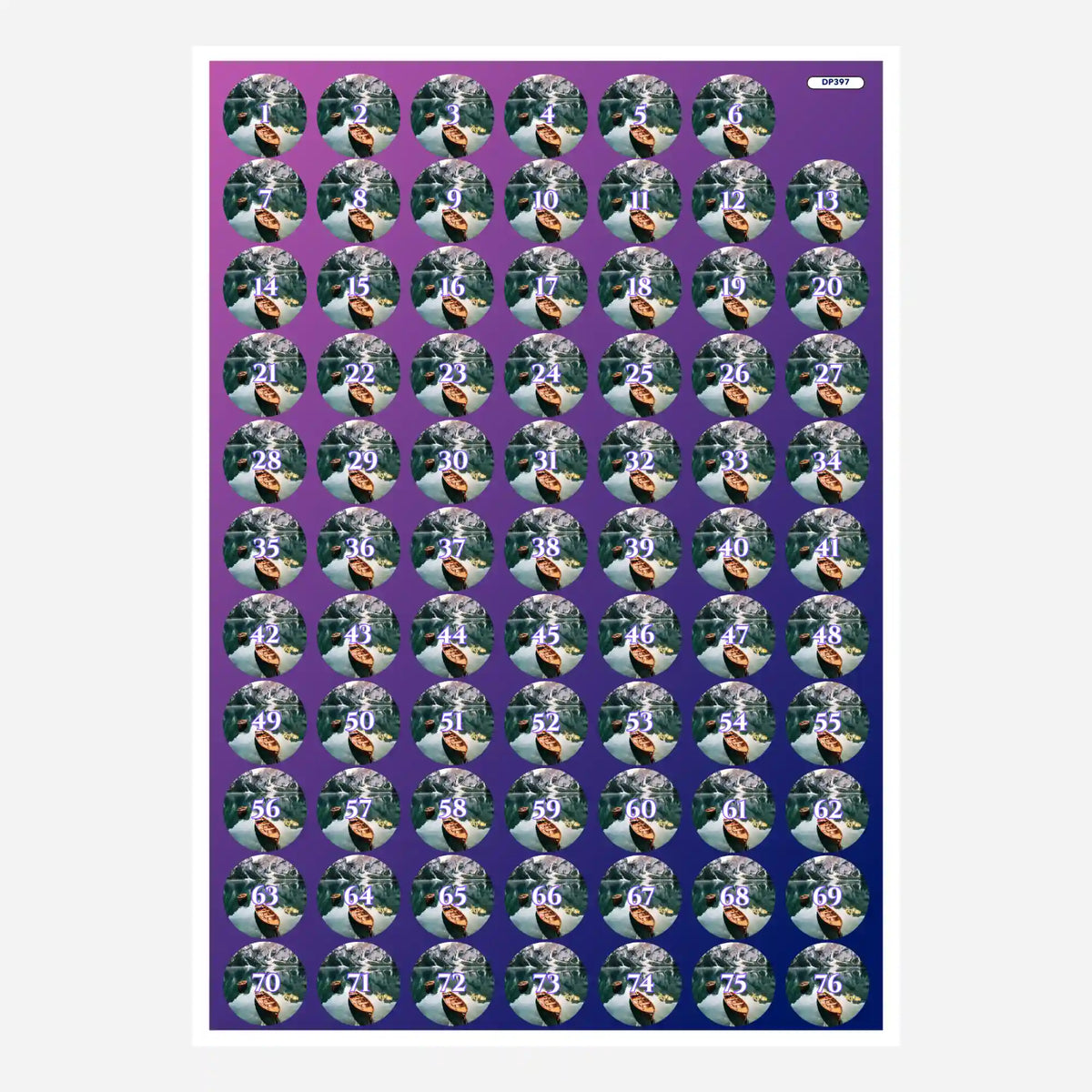 Döschenaufkleber für Diamond Painting mit Motiv Boot am See zur einfachen Organisation deiner Diamanten Farben