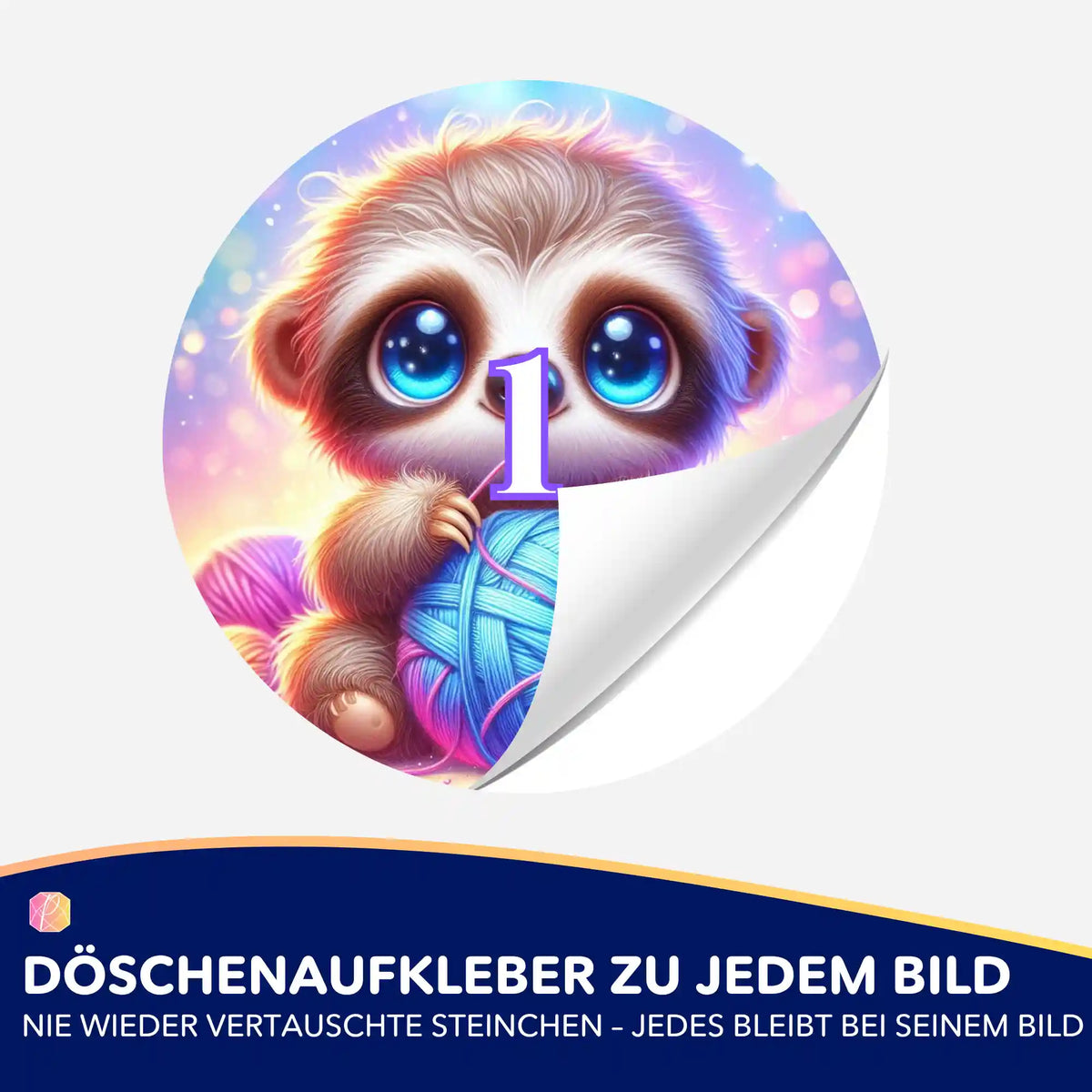 Bunter Otto Wollo Döschenaufkleber mit Nummer 1 für dein Diamond Painting Zubehör zur Ordnung der Diamanten