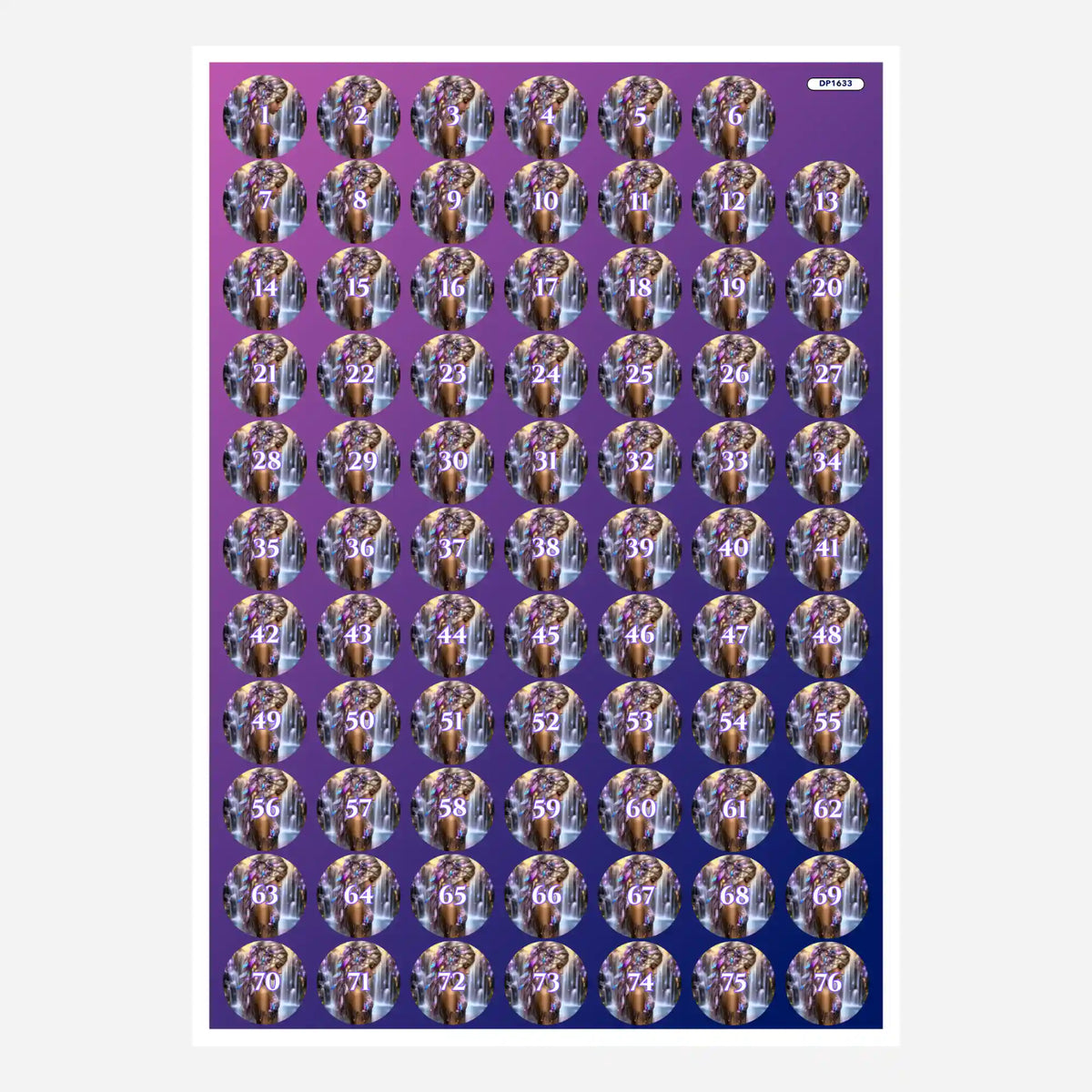 Döschenaufkleber für Diamond Painting Motiv Elysias Lied zur geordneten Sortierung per Zahlen-Etiketten für Zubehör