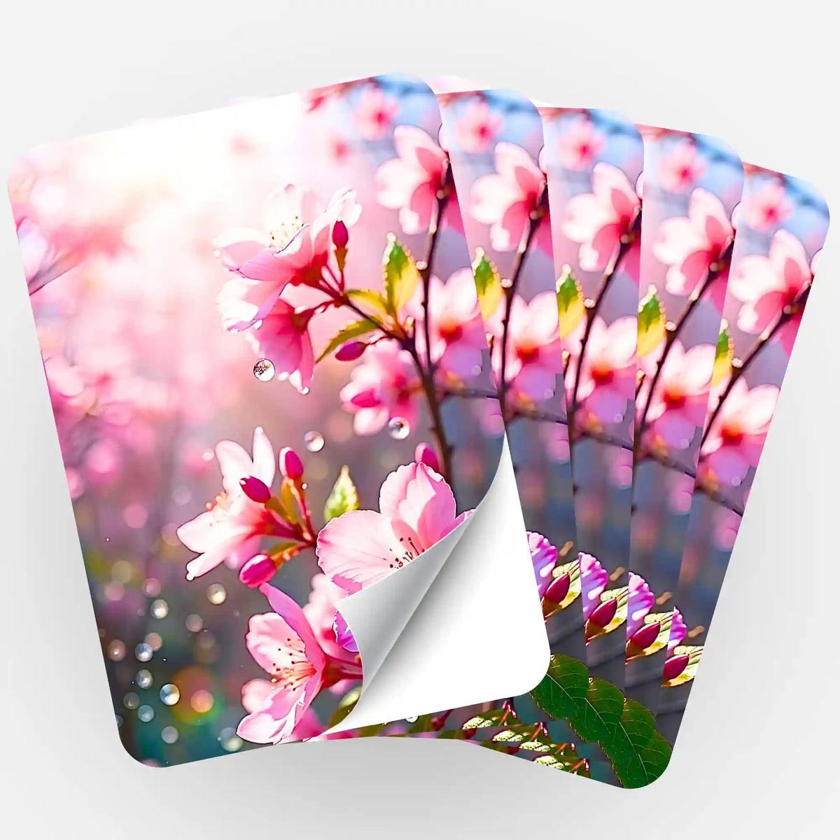 Fünfer-Set Aufkleber mit rosa Kirschblüten Motiv zur Organisation deines Diamond Painting Zubehörs und Bastelbedarfs