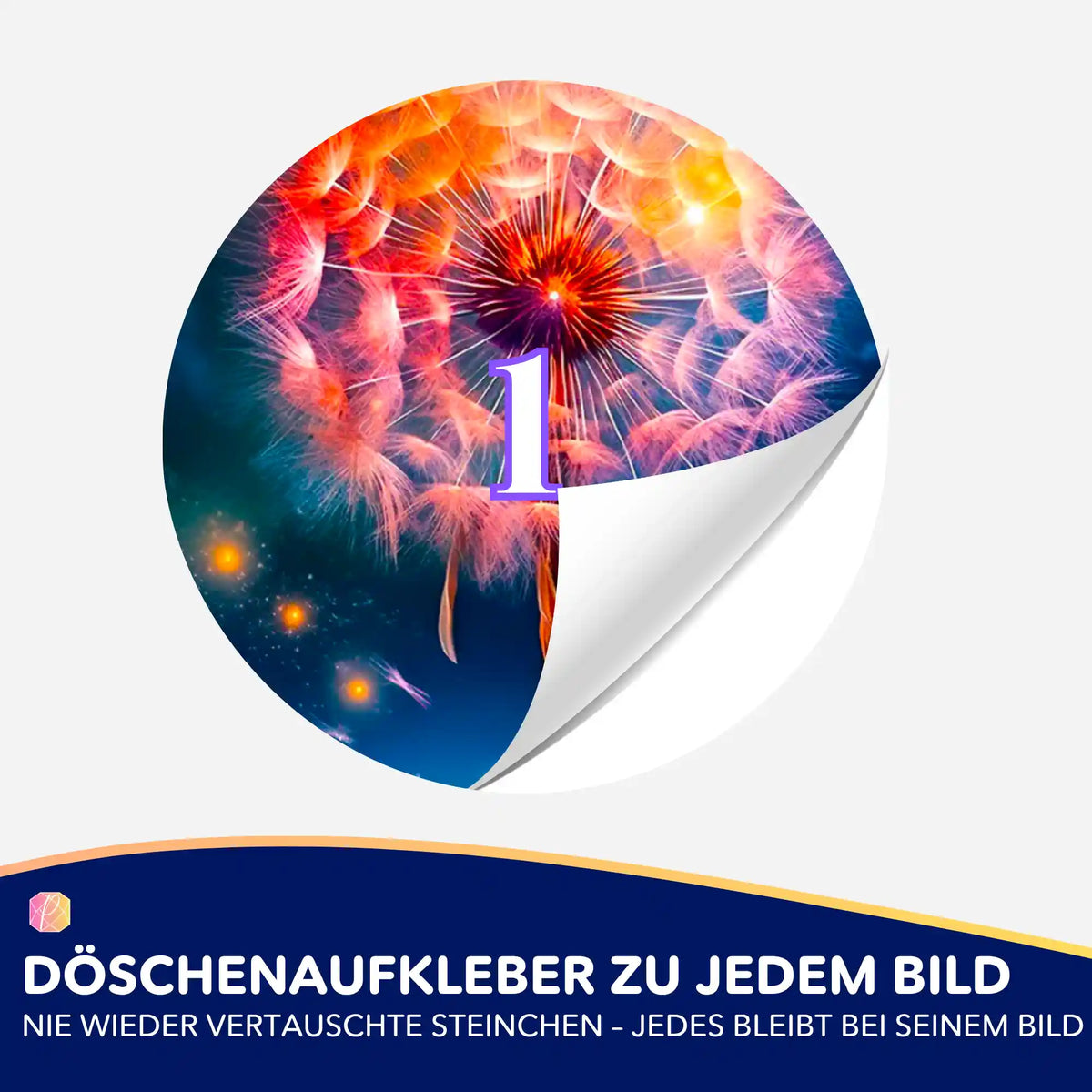 Bunter Diamond Painting Döschenaufkleber mit Pusteblumen-Motiv Fly away by Night zur Organisation für Diamanten Painting