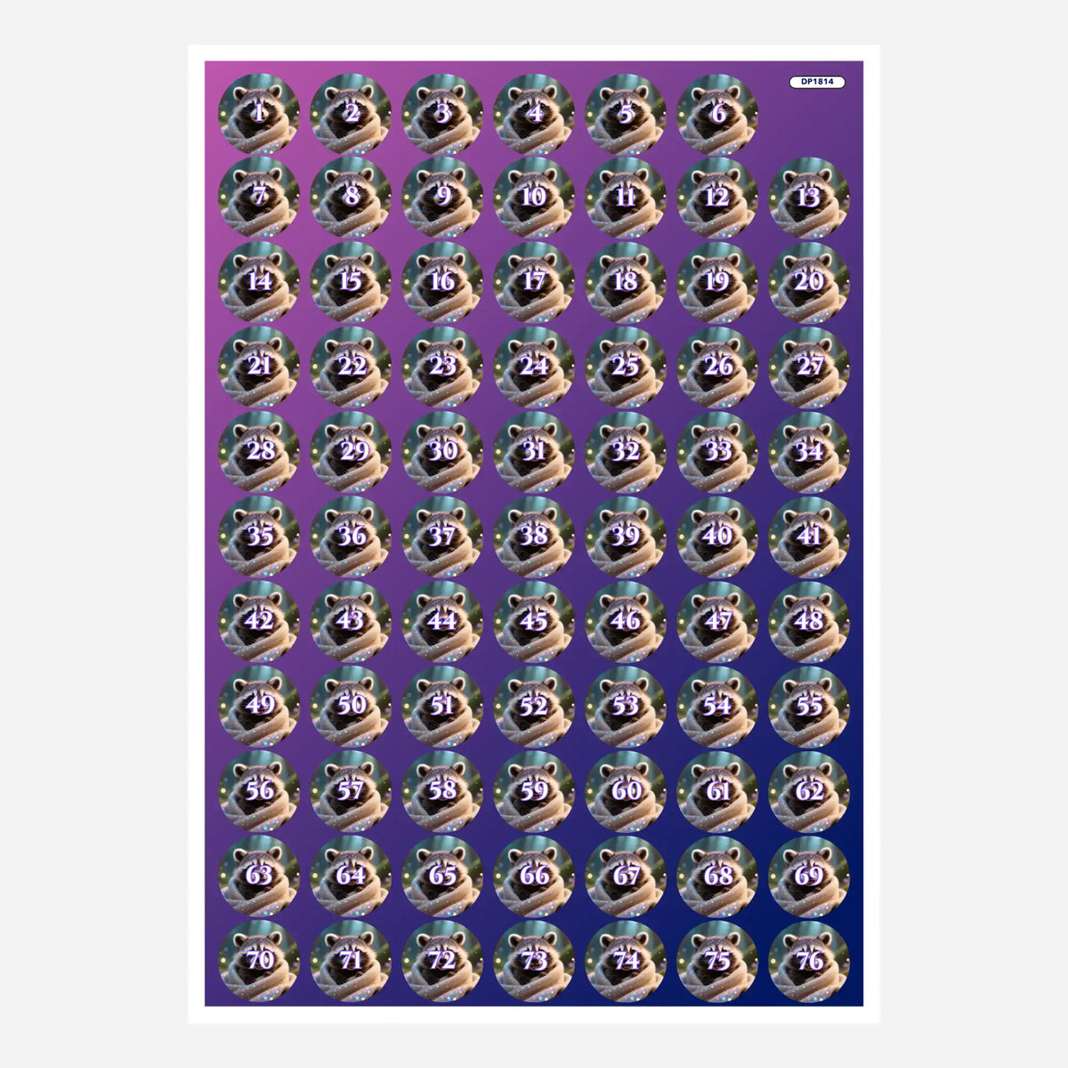 Döschenaufkleber Waschbär für Diamond Painting Zubehör zur Ordnung von Steinfarben