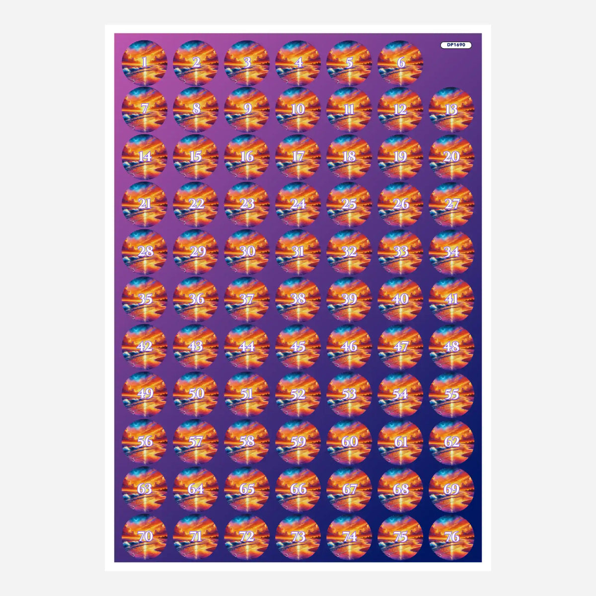 Bunte Diamond Painting Döschenaufkleber mit Sonnenuntergangs-Motiv zur Sortierung von Glitzersteinen