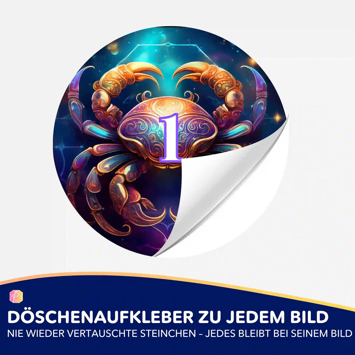 Runder Döschenaufkleber Sternzeichen Krebs für Diamond Painting Zubehör zur Ordnung der Diamanten