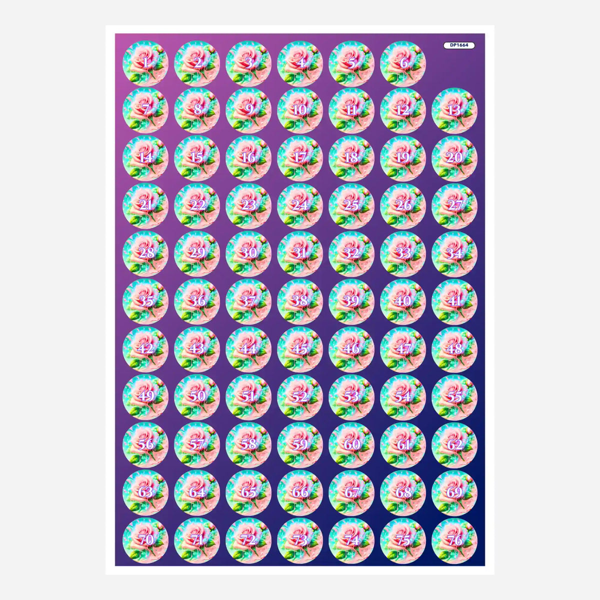 Döschenaufkleber Candy Rose Set für Diamond Painting zur übersichtlichen Sortierung bunter Steine