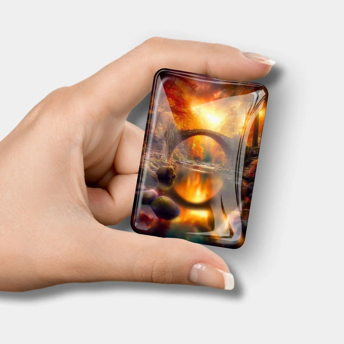 Glas Cover Minder mit Motiv Brücke der ewigen Stunde als praktisches Magnet-Zubehör für Diamond Painting Sets