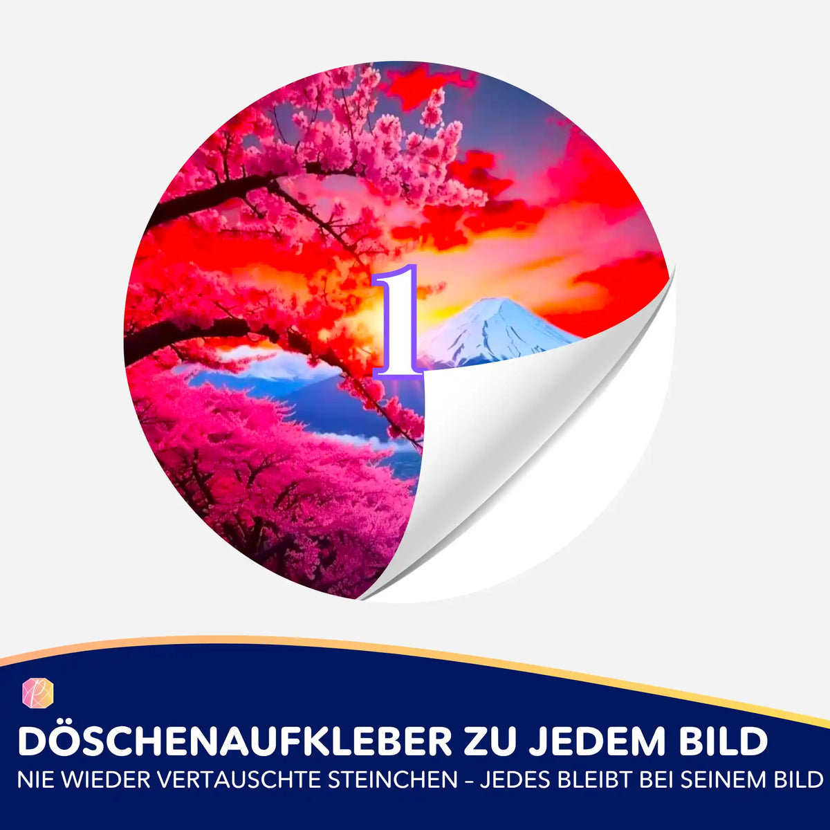 Döschenaufkleber mit Kirschblüten-Landschaft zur Organisation von Diamond Painting Steinchen und Malen nach Zahlen Zubehör