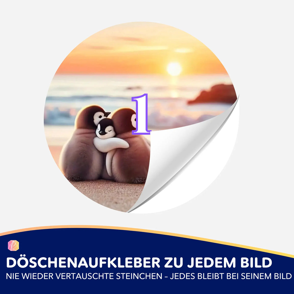 Döschenaufkleber mit Pinguin-Motiv für Diamond Painting Zubehör zur geordneten Aufbewahrung der Steine.