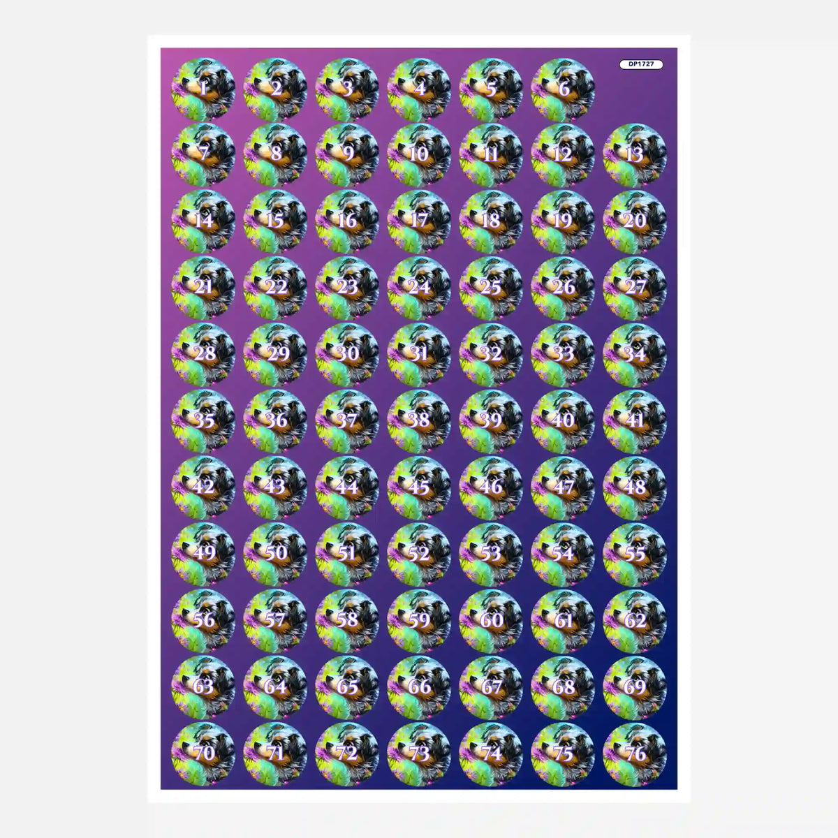Bunte Diamond Painting Döschenaufkleber mit Tiermotiv Yaro zur Organisation von Steinen für dein Diamond Painting Set