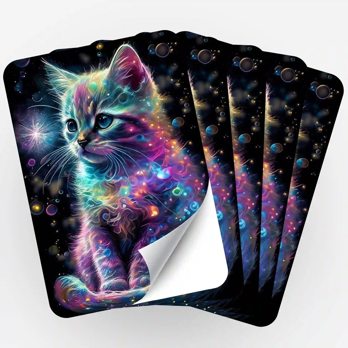 5er-Set Sticker mit buntem Kätzchen-Motiv, passendes Zubehör für Diamond Painting und Bastelprojekte von Picmondoo