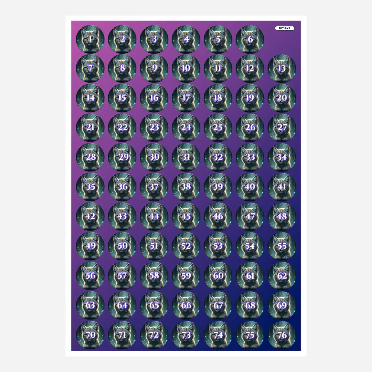 Döschenaufkleber-Set Seele des Waldes mit Katzen-Motiv zum Sortieren der Steine für dein Diamond Painting.