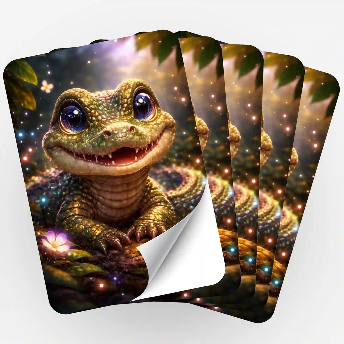 5er-Set Sticker Uraltes Lächeln mit süßem Krokodil-Motiv zur Organisation von Diamond Painting Sets