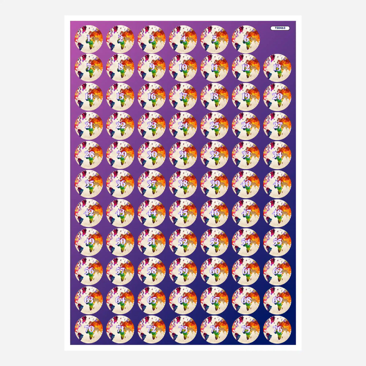 Bunte Weltkarte Aufkleber für Diamond Painting Sortierdöschen zur einfachen Organisation der Diamanten-Farben