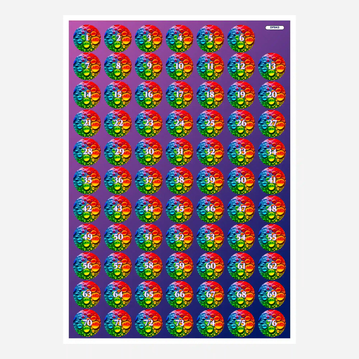 Bunte Diamond Painting Döschenaufkleber mit Zahlen zur Organisation der Steinchen für dein nächstes Bastelprojekt.