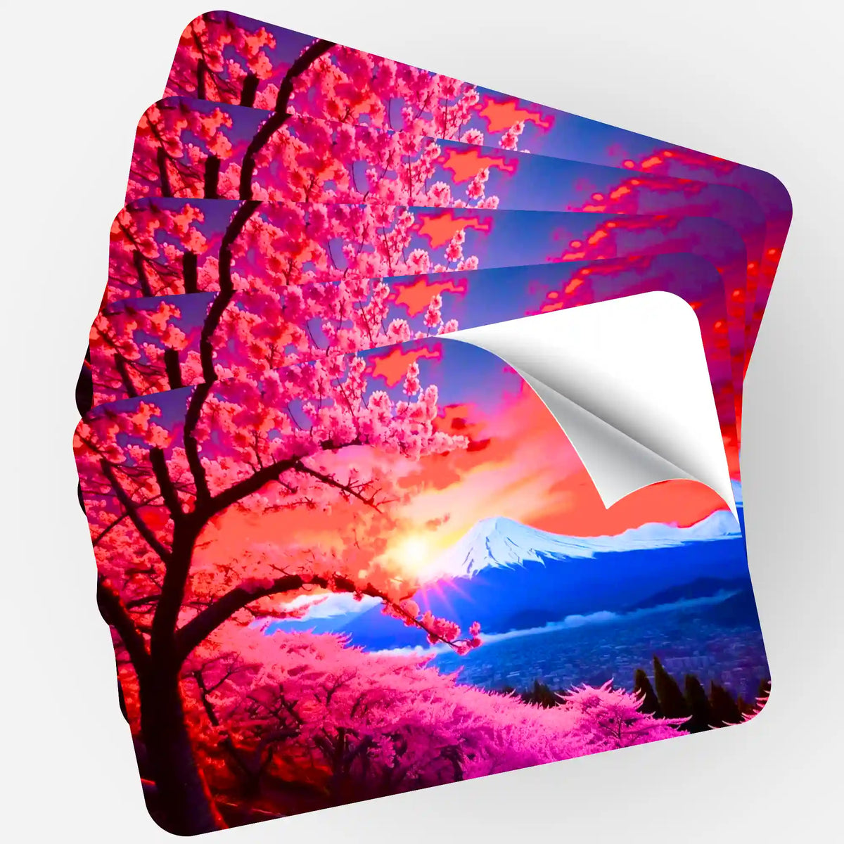 Fünfer-Set Aufkleber mit Berg der Kirschblüten Motiv für Diamond Painting und Malen nach Zahlen Organisation