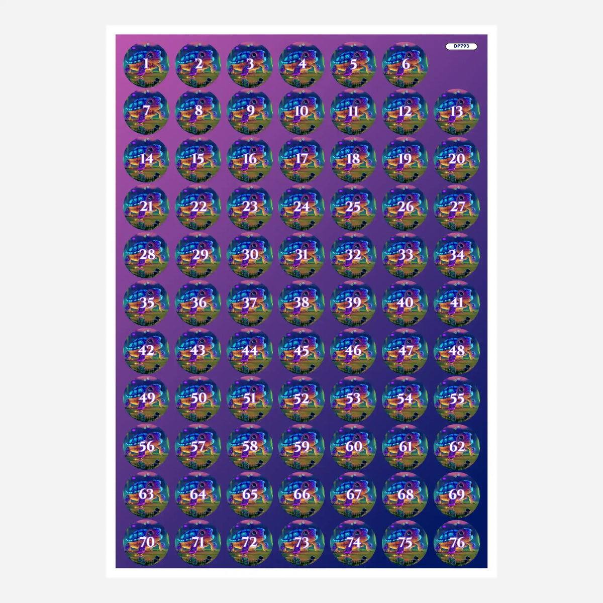 Bunte Diamond Painting Döschenaufkleber mit Schildkröten-Motiv zur strukturierten Sortierung der Steine.