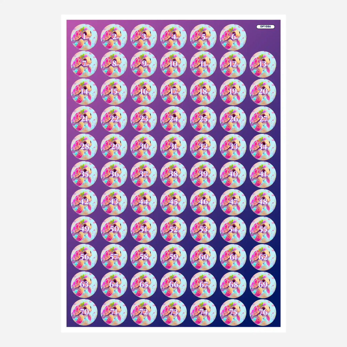 Bunte Diamond Painting Döschenaufkleber mit niedlichem Schildkrötenmädchen Trudi Motiv für Zubehör zur Steinsortierung