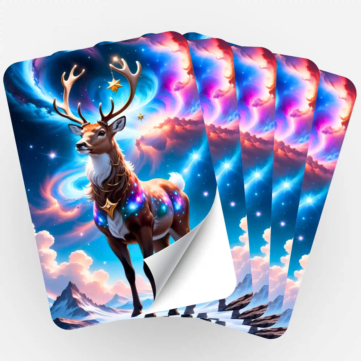 5er-Set Sticker mit Rentier im Abendzauber für Diamond Painting Zubehör und Bastelbedarf