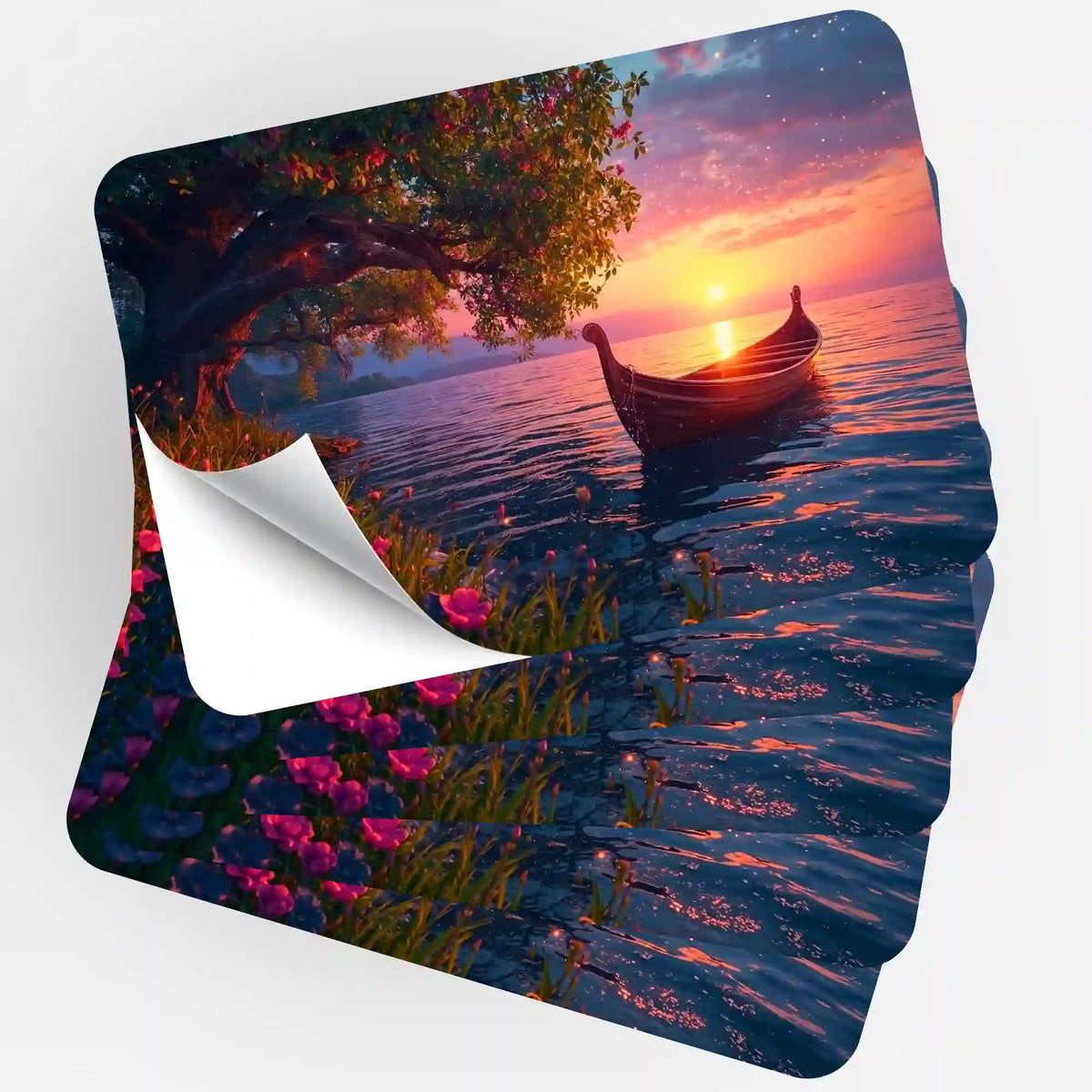 Picmondoo 5er-Set Aufkleber mit Motiv Boot bei Sonnenuntergang zur Organisation von Diamond Painting Zubehör