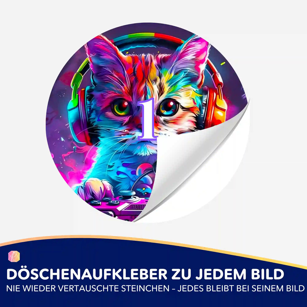 Bunter Gaming-Katze Döschenaufkleber für Diamond Painting Zubehör zur Ordnung der Diamanten