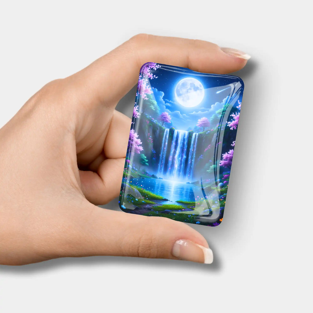 Magischer Glas-Cover-Minder mit Wasserfall-Motiv als praktisches Zubehör für dein Diamond Painting Projekt