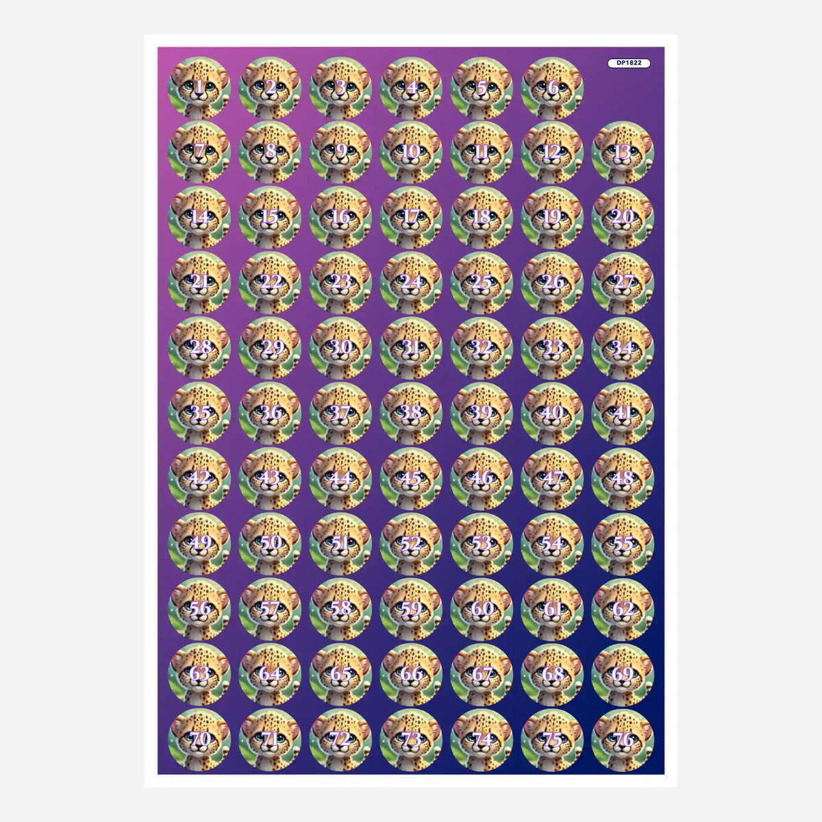 Kibo Döschenaufkleber Set für Diamond Painting zur übersichtlichen Organisation von Diamanten-Steinen mit Raubkatzen-Motiv