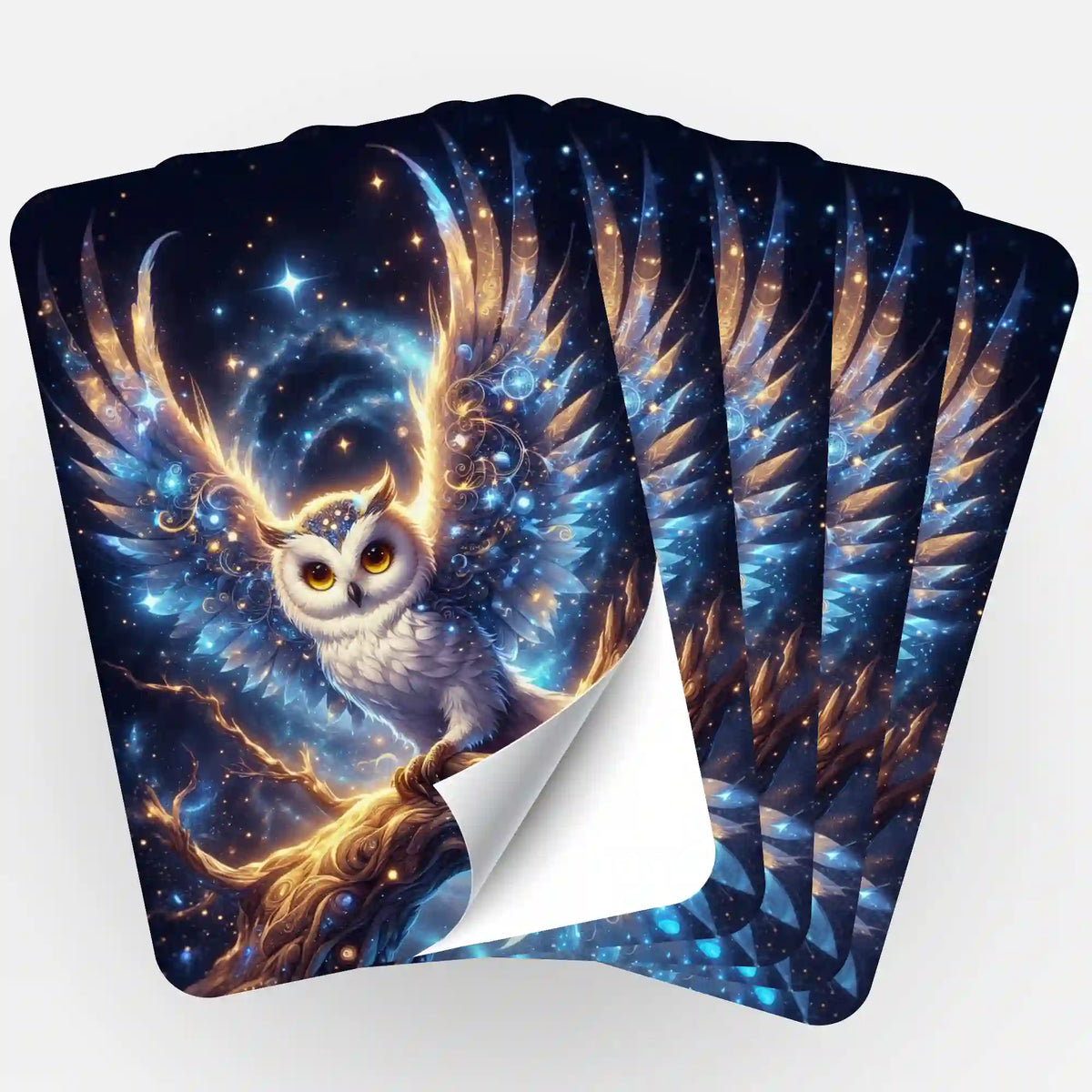 Fächerförmiges 5er-Set Aufkleber mit Eulen-Motiv für Diamond Painting Zubehör und Malen nach Zahlen Organisation