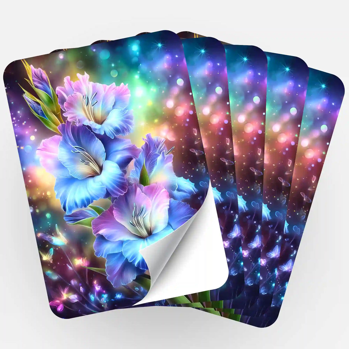 Fünfer-Set Aufkleber mit floralem Motiv zur Organisation deines Diamond Painting Zubehörs und DIY-Projekts.