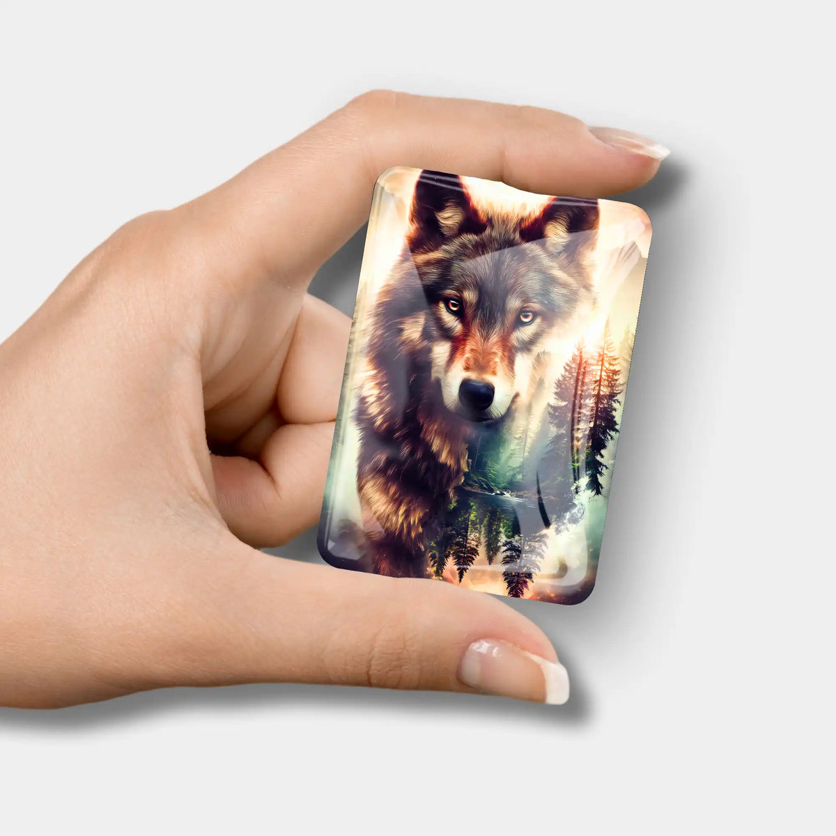 Magischer Wolf Cover Minder aus Glas als praktisches Zubehör für Diamond Painting und Bastelsets