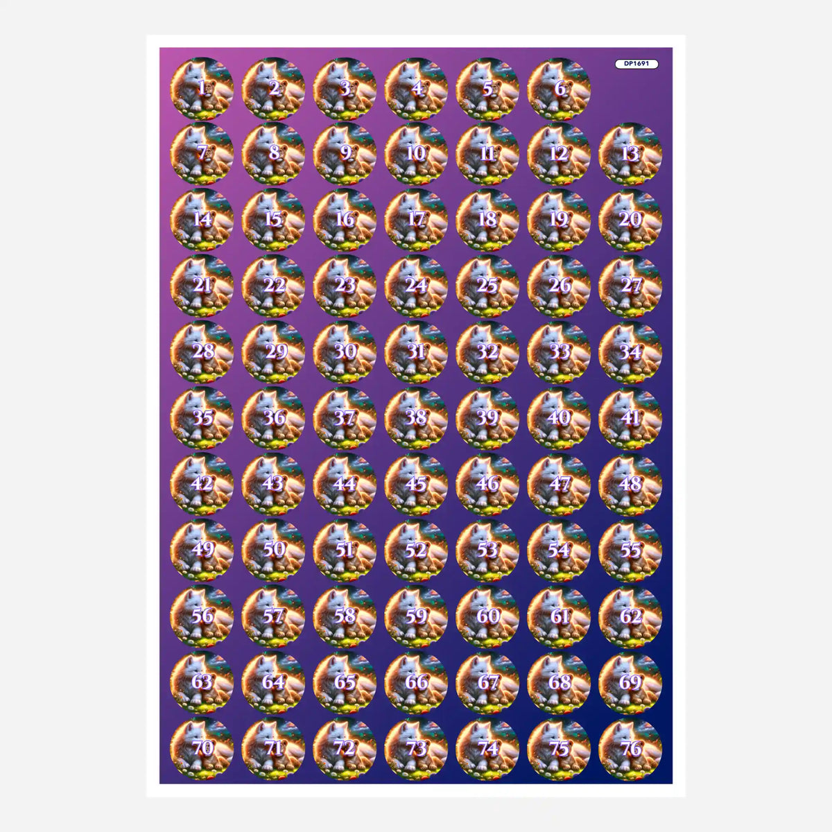 Buntes Diamond Painting Aufkleber-Set Fenris & Solaris für Döschen zur organisierten Sortierung der Diamanten.