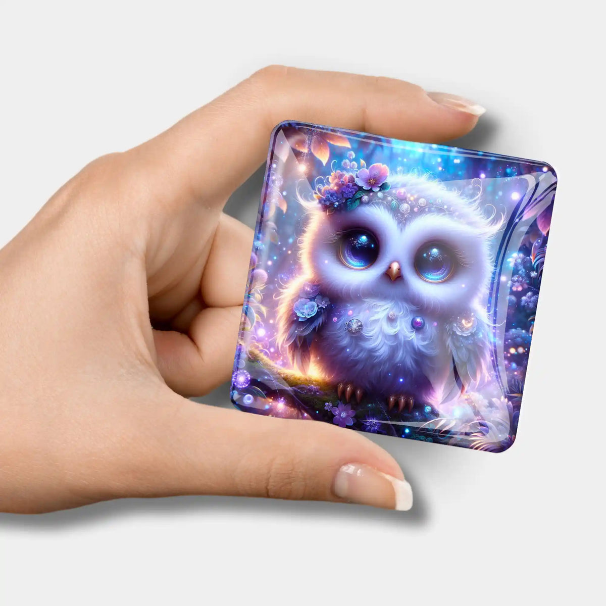 Magischer Glas Cover Minder Eli mit Eulen-Motiv als praktisches Zubehör für dein Diamond Painting Projekt