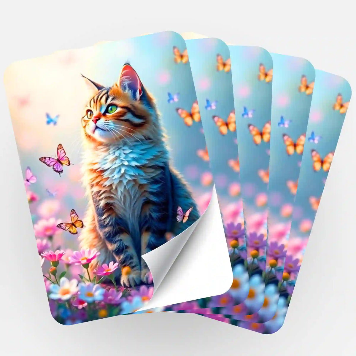 5er-Set Minke Sticker als Deko für Diamond Painting und Malen nach Zahlen mit Katzen- und Schmetterlingsmotiv