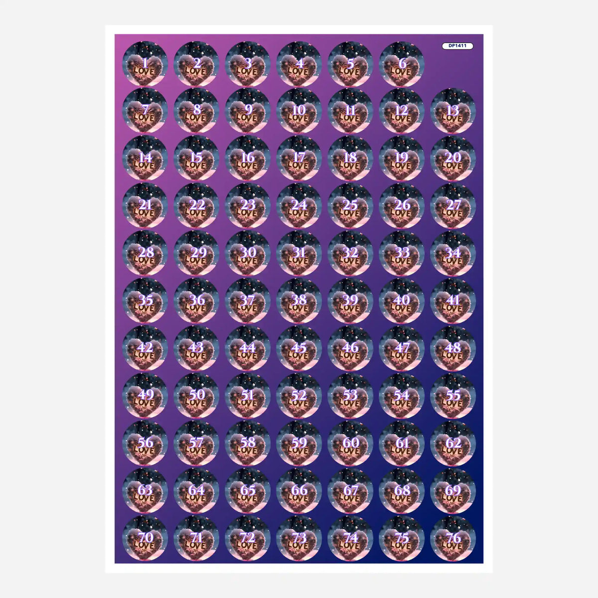 Döschenaufkleber Love Limited Edition als Zubehör für Diamond Painting zur einfachen Organisation von Diamanten-Farben.